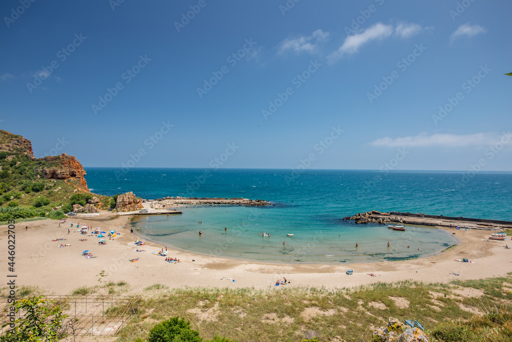 Aerial view of the Bolata beach in Bulgaria.Bolata is a small cove and Nature reserve located in the Northern. The sandy beach is of natural origin and is unique for scandalous shores in the Kaliakra