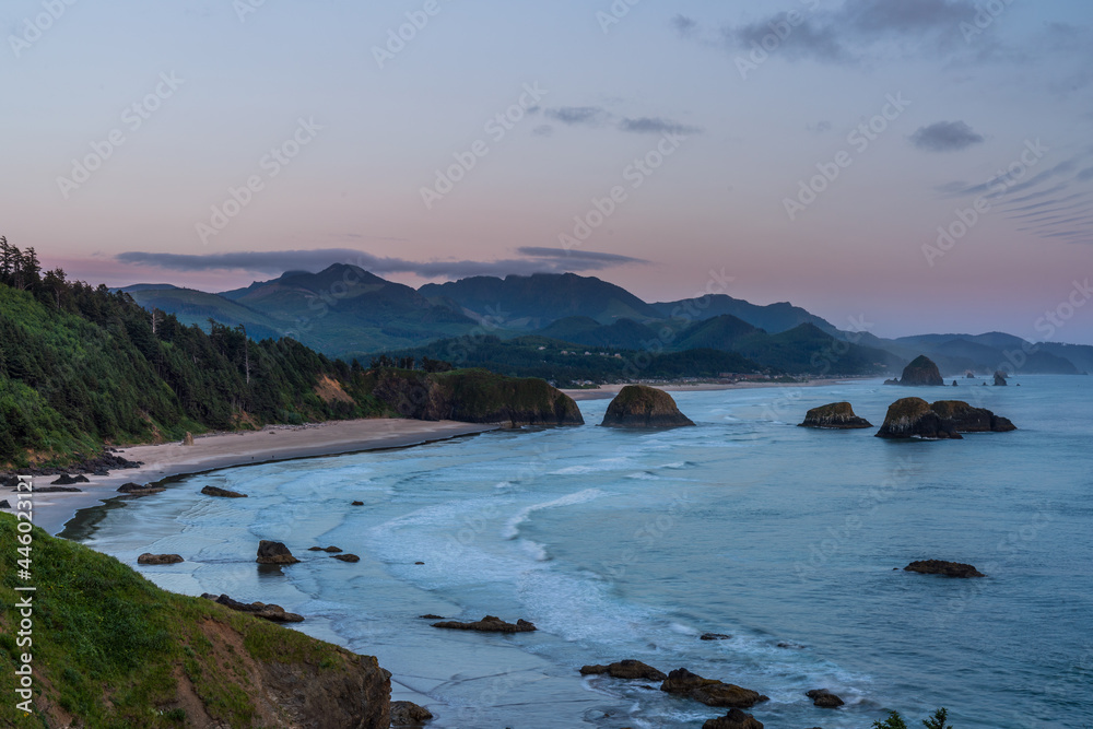 View of Cannon Beach and Indian beach in Ecola State park Oregon View of Cannon Beach and Indian beach in Ecola State park Oregon