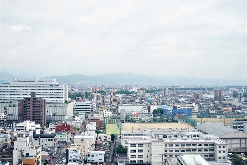Cityscape of Matsuyama city in Ehime, Japan - 日本 愛媛県 松山市 街並み