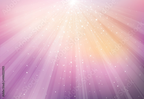 Vector  violet sparkling background with rays, lights and stars.