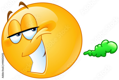 Smiling emoji emoticon farting secretly