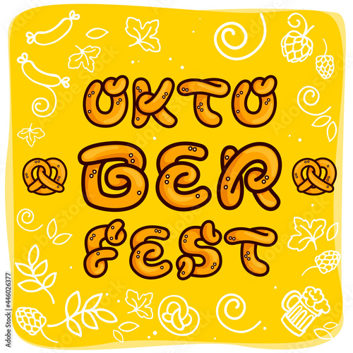 Hand-drawn Oktoberfest lettering made of pretzel.