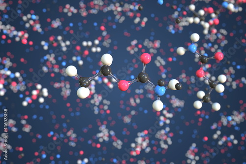 Urethane molecule made with balls, scientific molecular model. Chemical 3d rendering