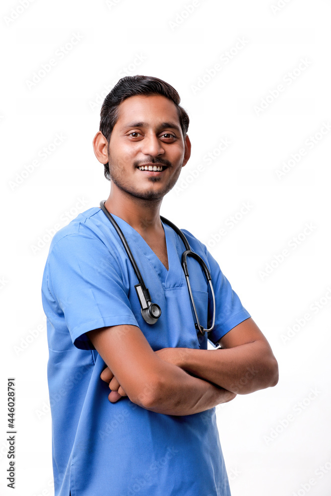 Handsome male doctor on white background Handsome male doctor on white background