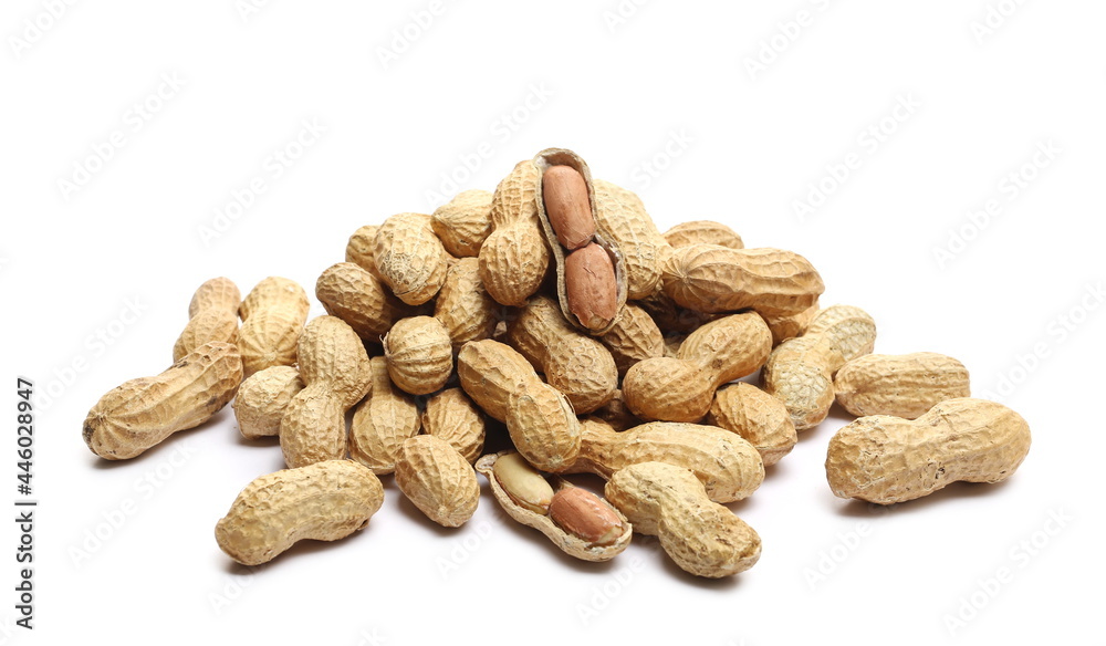 Shelled peanuts pile isolated on white background Shelled peanuts pile isolated on white background