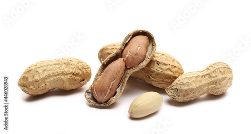Shelled peanuts pile isolated on white background