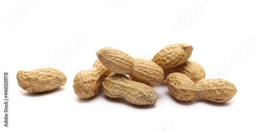 Shelled peanuts pile isolated on white background