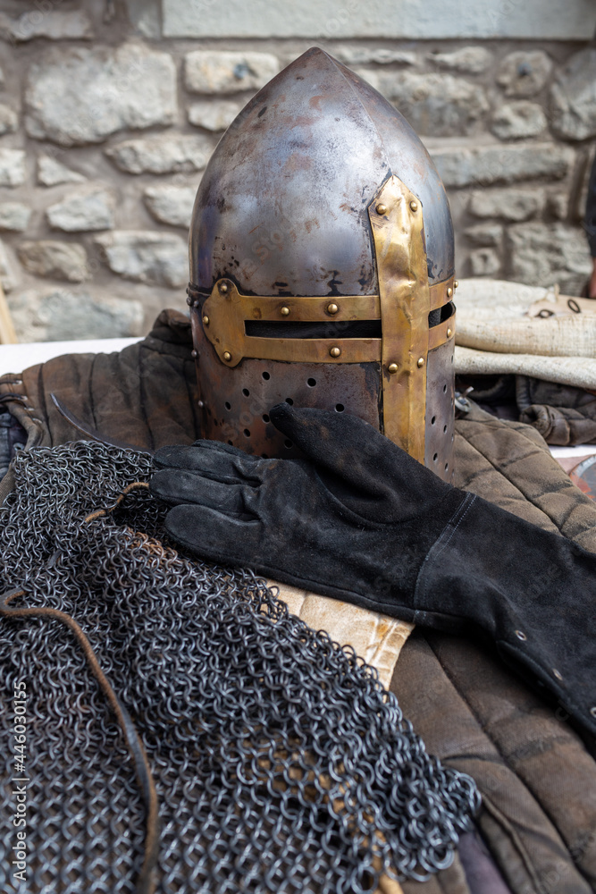 medieval weapons historical reenactments ancient battles Stock Photo