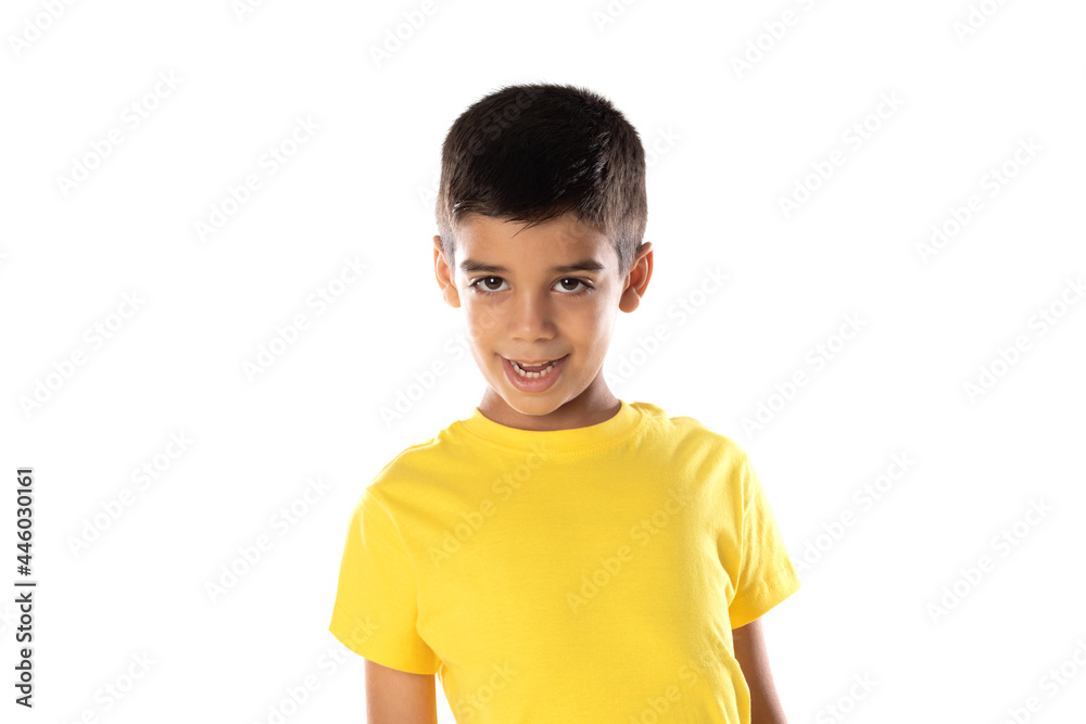 Adorable latin boy weraring a yellow t-shirt Adorable latin boy weraring a yellow t-shirt