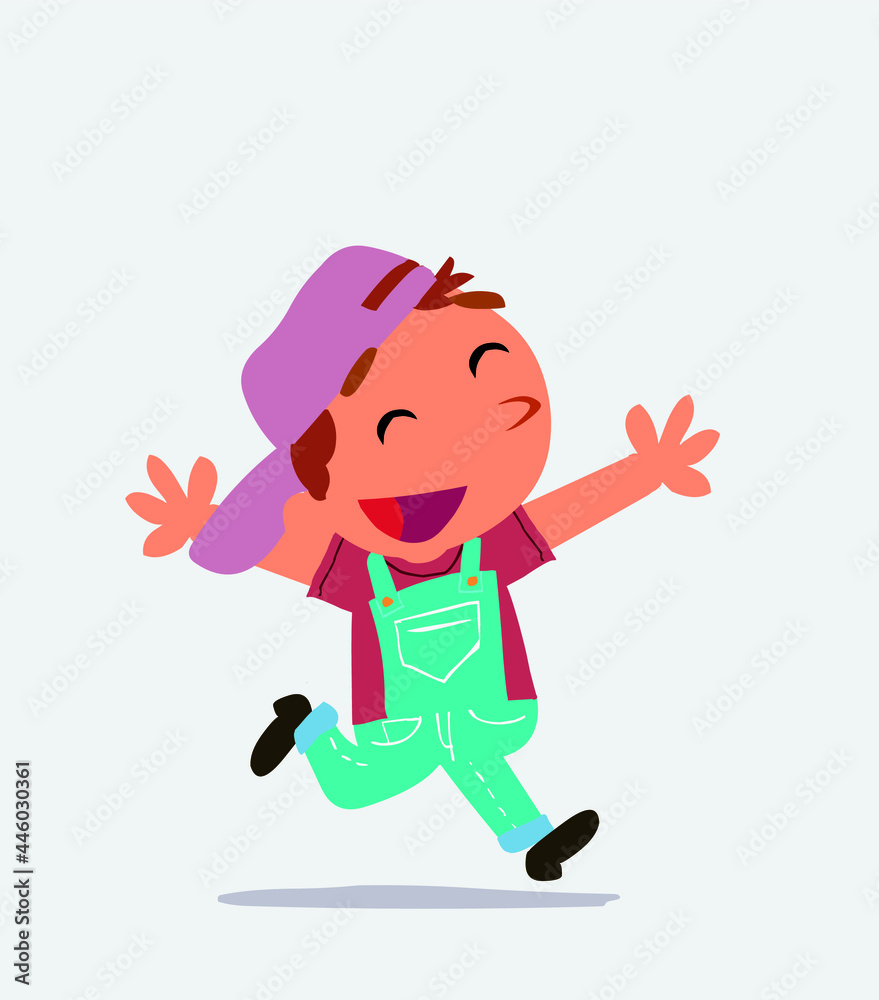 cartoon character of little boy on jeans running euphoric cartoon character of little boy on jeans running euphoric