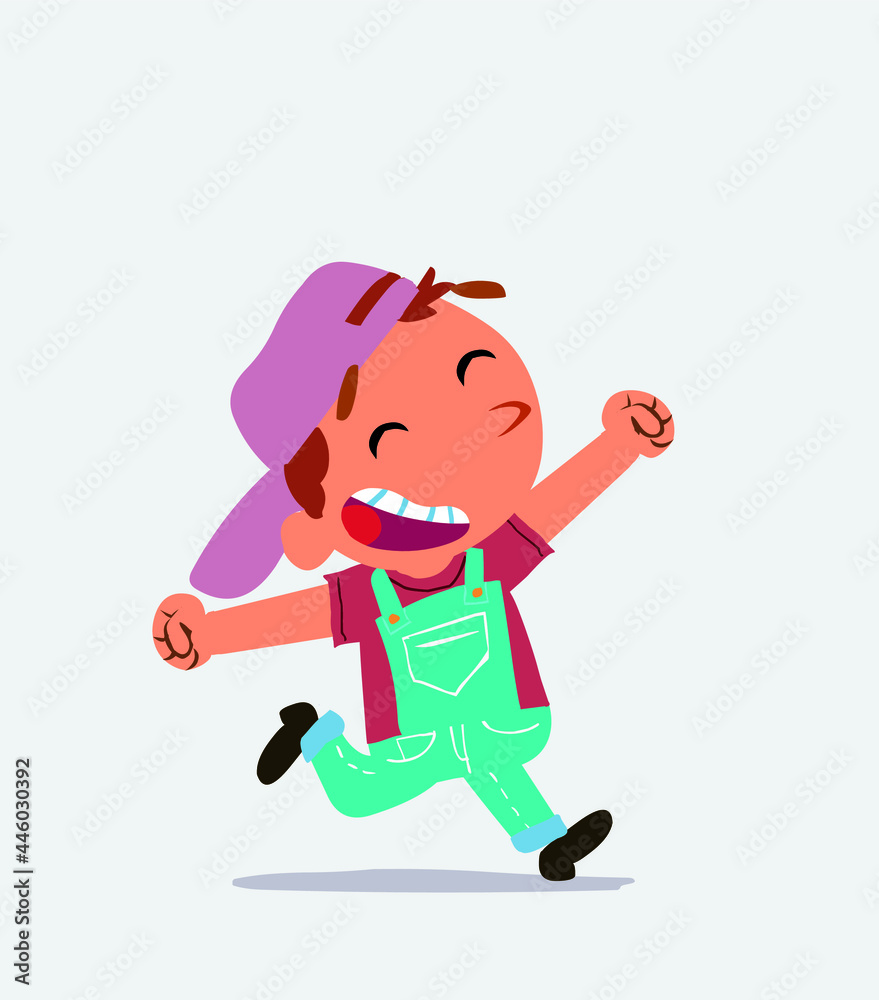 cartoon character of little boy on jeans running very euphoric cartoon character of little boy on jeans running very euphoric