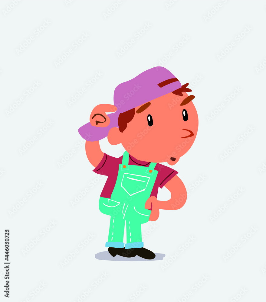 funny cartoon character of little boy on jeans doubting funny cartoon character of little boy on jeans doubting