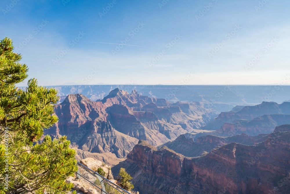 An overlooking landscape view of Grand Canyon National Park, Arizona