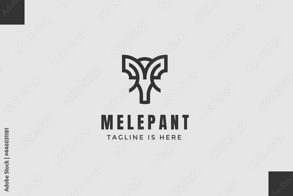 Logo Letter M Elephant, Monogram icon initial M. Logo Letter M Elephant, Monogram icon initial M.