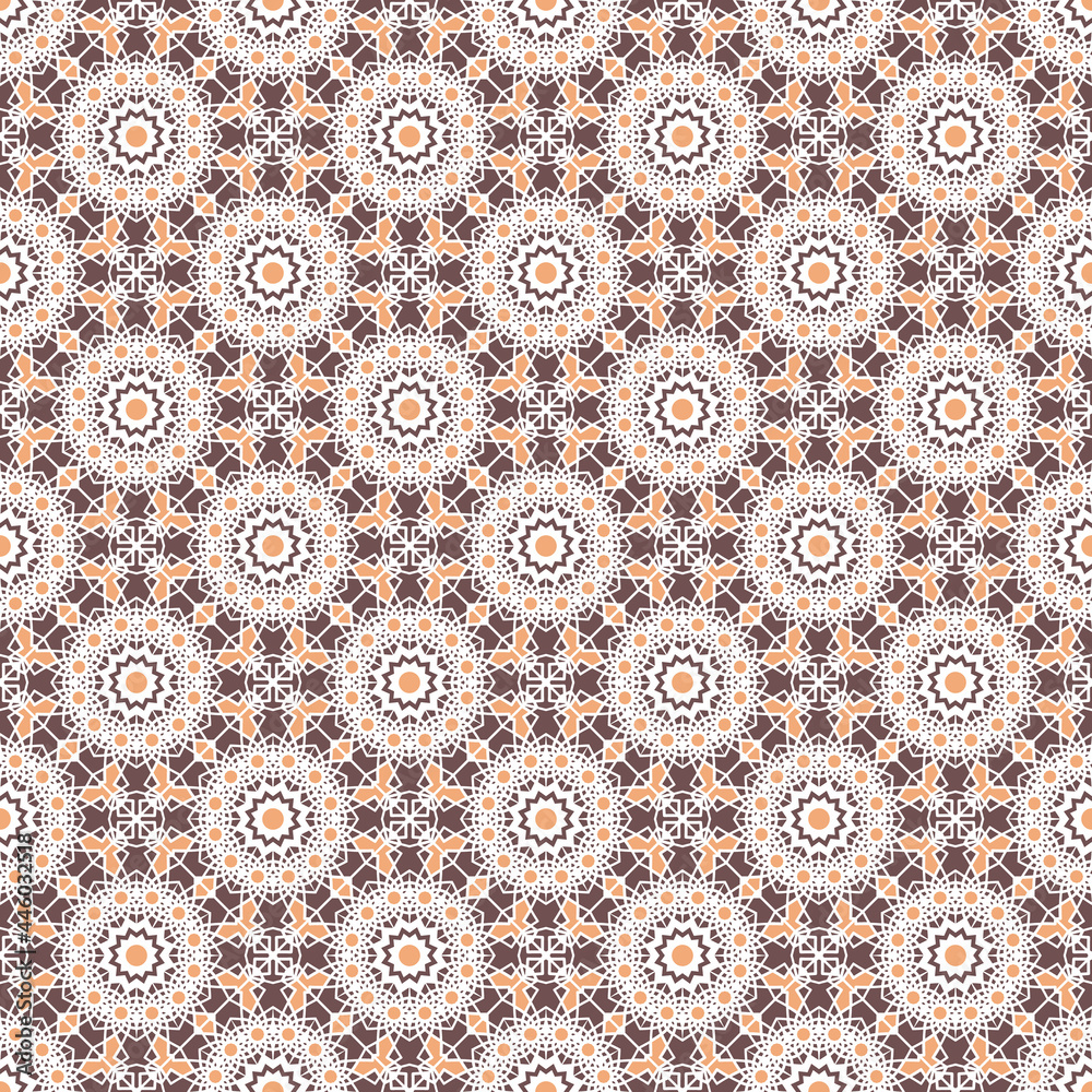 Seamless texture with arabic geometric ornament. Vector asian mosaic pattern with alternating decorative elements