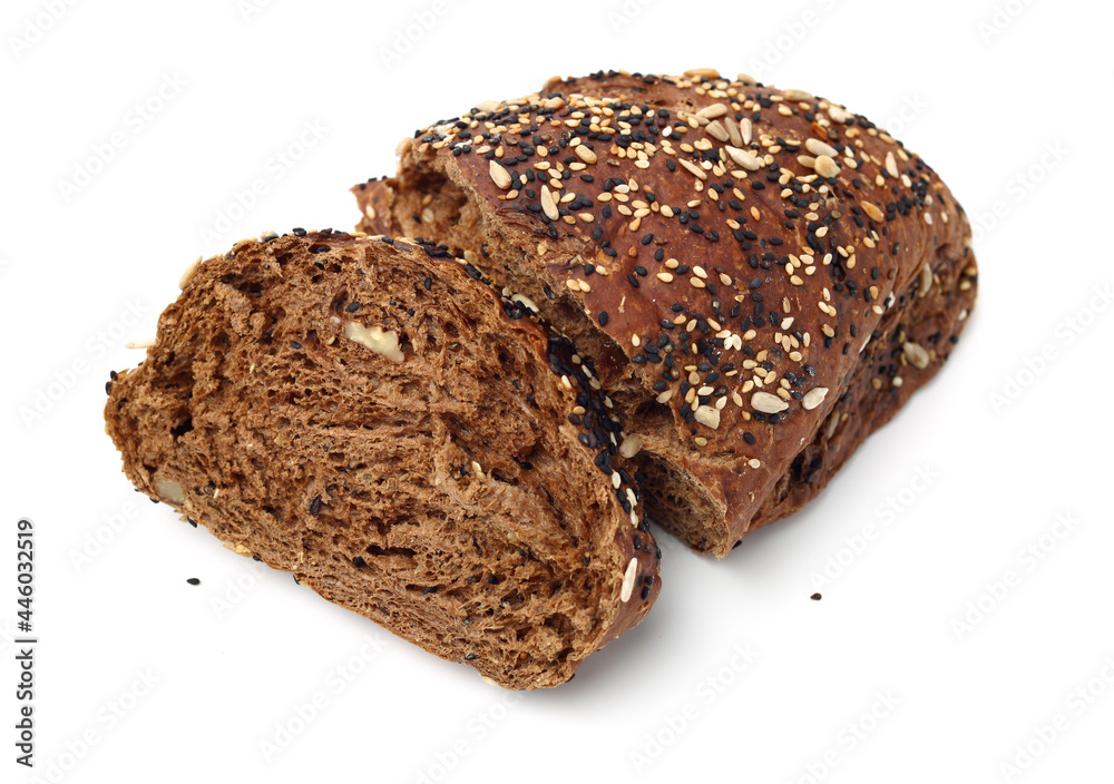 Fresh Baked Bread With Walnuts and raisin on white background Fresh Baked Bread With Walnuts and raisin on white background