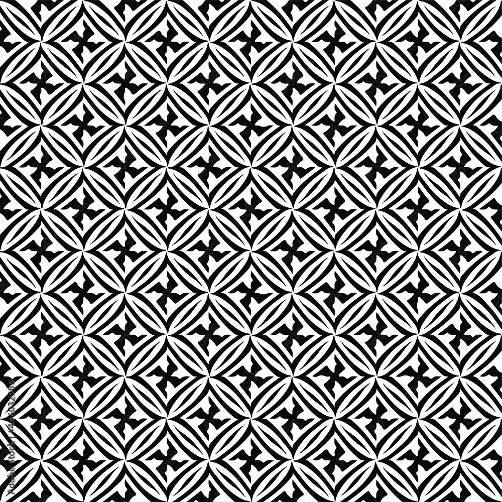 eamless vector pattern in geometric ornamental style. Black and white pattern.
