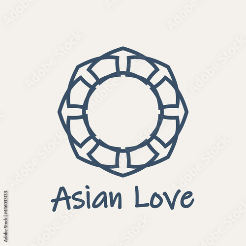 Mosaic arabic linear ornament. Vector geometric circular emblem for ornamental design or logos. Asian love symbol