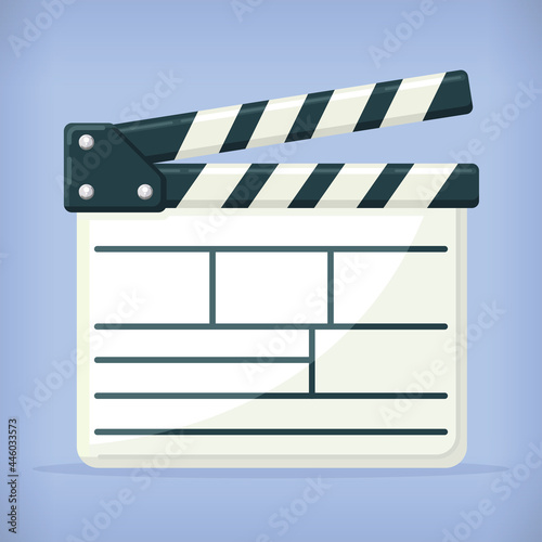 Flat Film Director White Clapboard Movie Design Style Vector Drawing