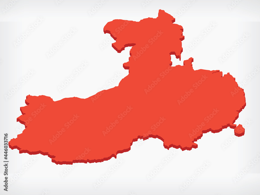 Fototapeta premium Republic China Isometric Map 3D Shape Vector Infographic Element