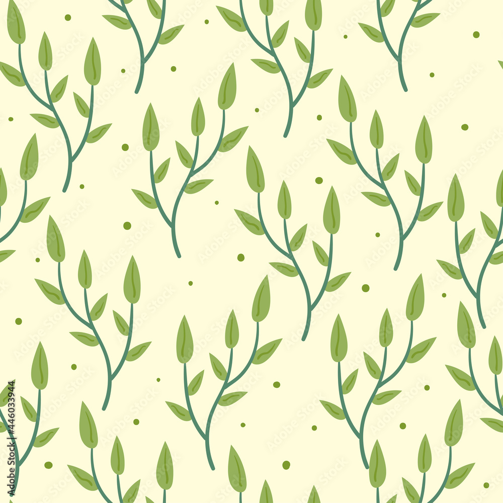 Seamless pattern with cute cartoon leaves for fabric print, textile, gift wrapping paper. colorful vector for textile, flat style Seamless pattern with cute cartoon leaves for fabric print, textile, gift wrapping paper. colorful vector for textile, flat style