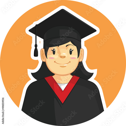 Graduation Mortarboard Trencher Cap Girl School Student Cartoon Mascot