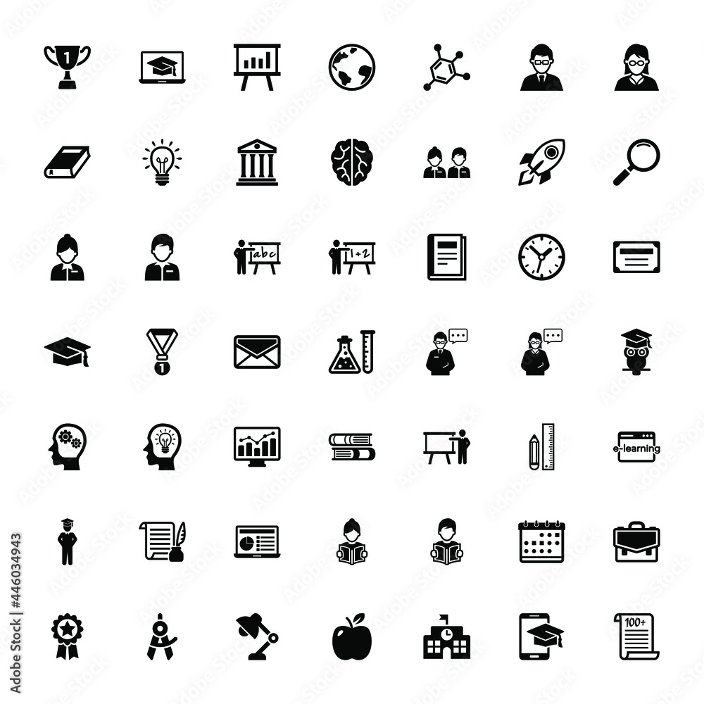 School education icons set vector graphic illustration School education icons set vector graphic illustration