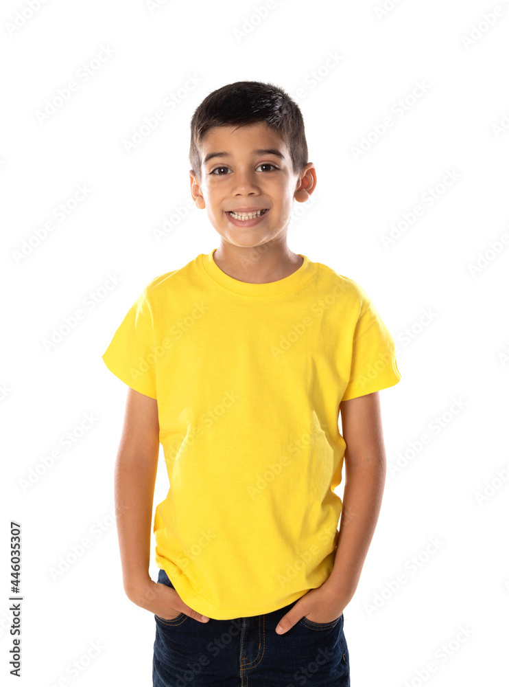 Adorable latin boy weraring a yellow t-shirt Adorable latin boy weraring a yellow t-shirt