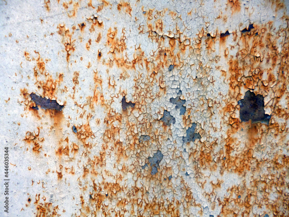 Old rusty wall. Corrosion surface in detail. Metal texture background