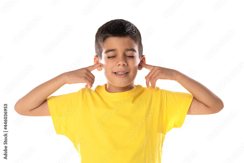 Adorable latin boy weraring a yellow t-shirt Adorable latin boy weraring a yellow t-shirt