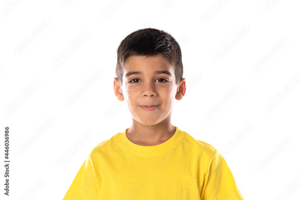 Adorable latin boy weraring a yellow t-shirt Adorable latin boy weraring a yellow t-shirt