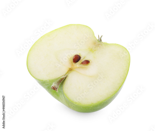 Half of juicy apple on white background