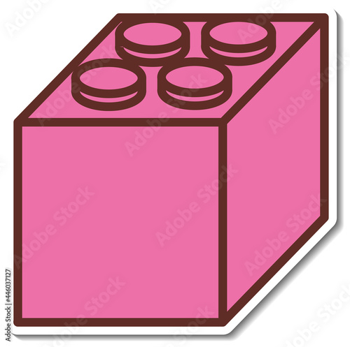 Sticker design with Pink block isolated
