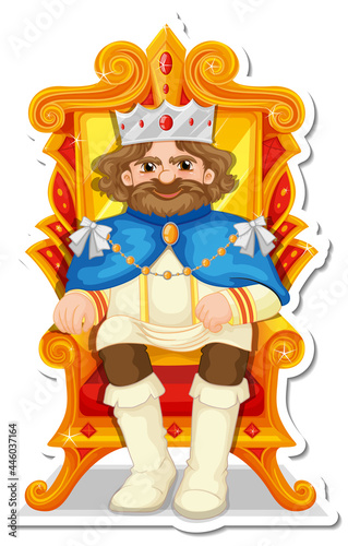 King sitting on throne cartoon character sticker