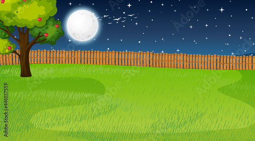 Blank nature park landscape at night scene