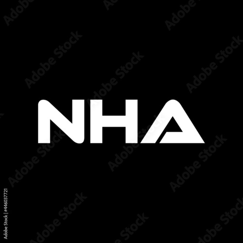 NHA letter logo design with black background in illustrator, vector logo modern alphabet font overlap style. calligraphy designs for logo, Poster, Invitation, etc.