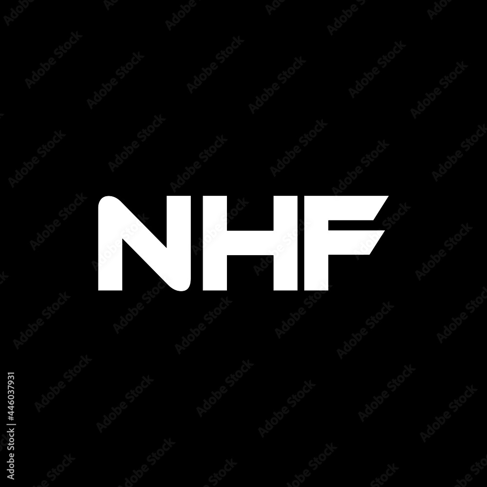 NHF letter logo design with black background in illustrator, vector logo modern alphabet font overlap style. calligraphy designs for logo, Poster, Invitation, etc.