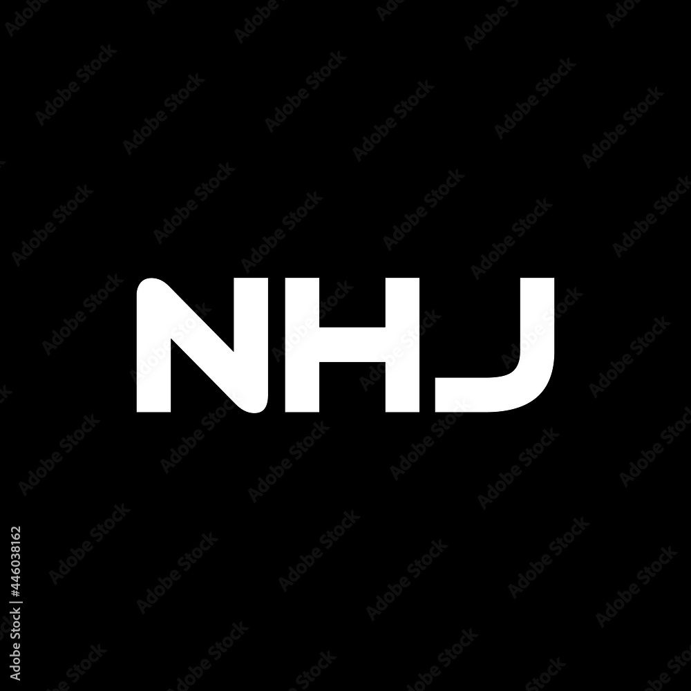 NHJ letter logo design with black background in illustrator, vector logo modern alphabet font overlap style. calligraphy designs for logo, Poster, Invitation, etc.