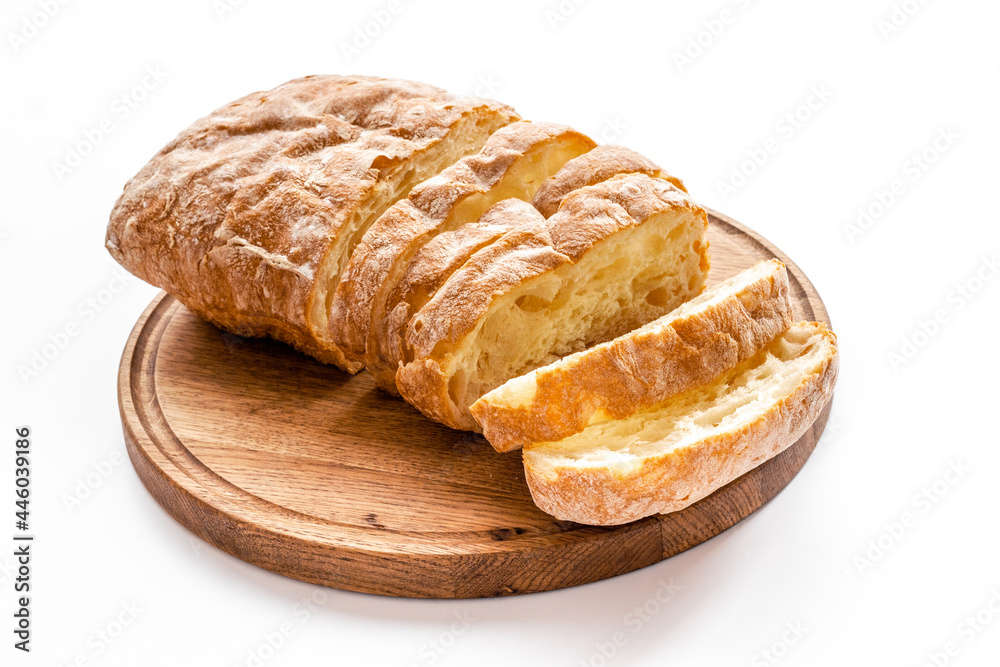 Close up of whole grain bread on cuttin board