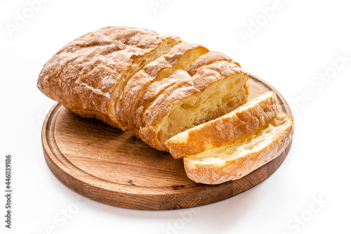 Close up of whole grain bread on cuttin board