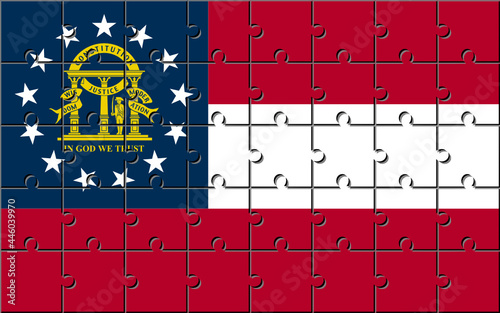 georgia state flag made with jigsaw puzzle pieces. proportion 5:8. vector illustration
