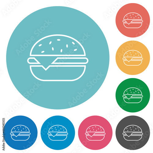 Single cheeseburger flat round icons