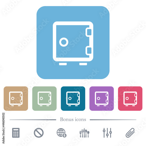 Single strong box outline flat icons on color rounded square backgrounds © botond1977