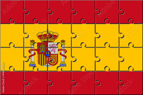 spain flag made with jigsaw puzzle pieces. proportion 2:3. vector illustration
