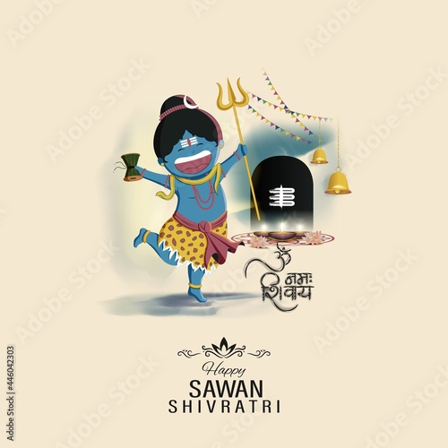 vector illustration for Indian festival happy sawan shivratri, means the great night of lord shiva.