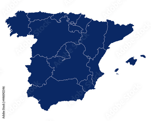 Karte von Spanien mit Regionen und Grenzen