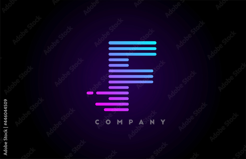 blue pink gradient lines F alphabet letter logo icon for business and company. Simple line design for vector template and corporate blue pink gradient lines F alphabet letter logo icon for business and company. Simple line design for vector template and corporate