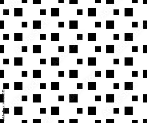 Classic monochrome minimalistic seamless pattern with dots. Vector illustration. The black squares are large and small.
