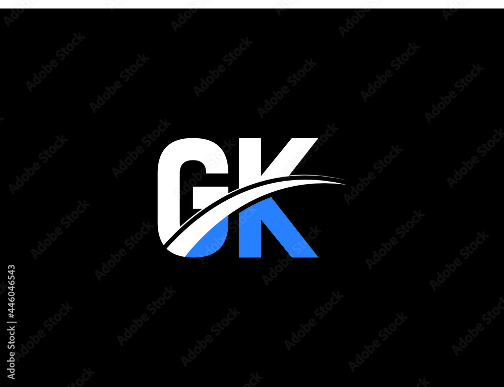 Gk letter logo design with camera icon Royalty Free Vector