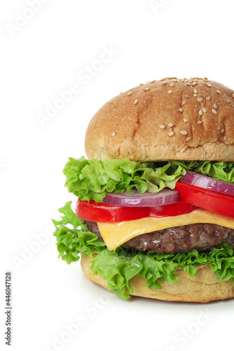 Delicious tasty burger isolated on white background